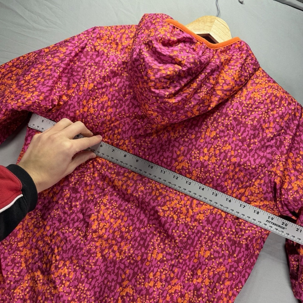 The North Face Puffer Jacket Youth Girls Large Pink Orange Reversible Hooded - Picture 10 of 12